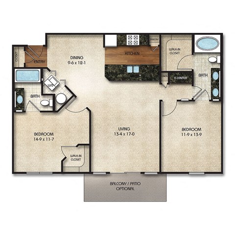 Times Square Apartments C1 Floor Plan